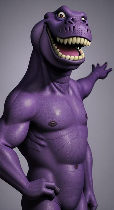Barney the Purple Dinosaur Character Illustration