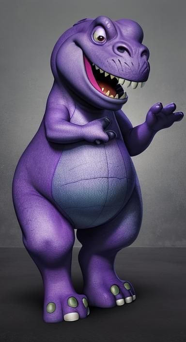 Barney the Purple Dinosaur AI Rendition