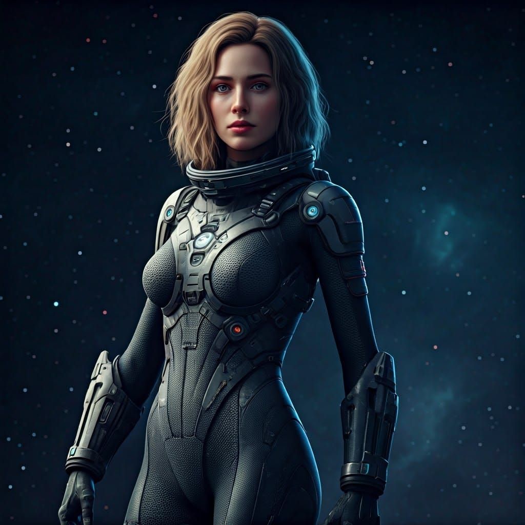 Beautiful Woman in Sci-Fi Space Bodysuit
