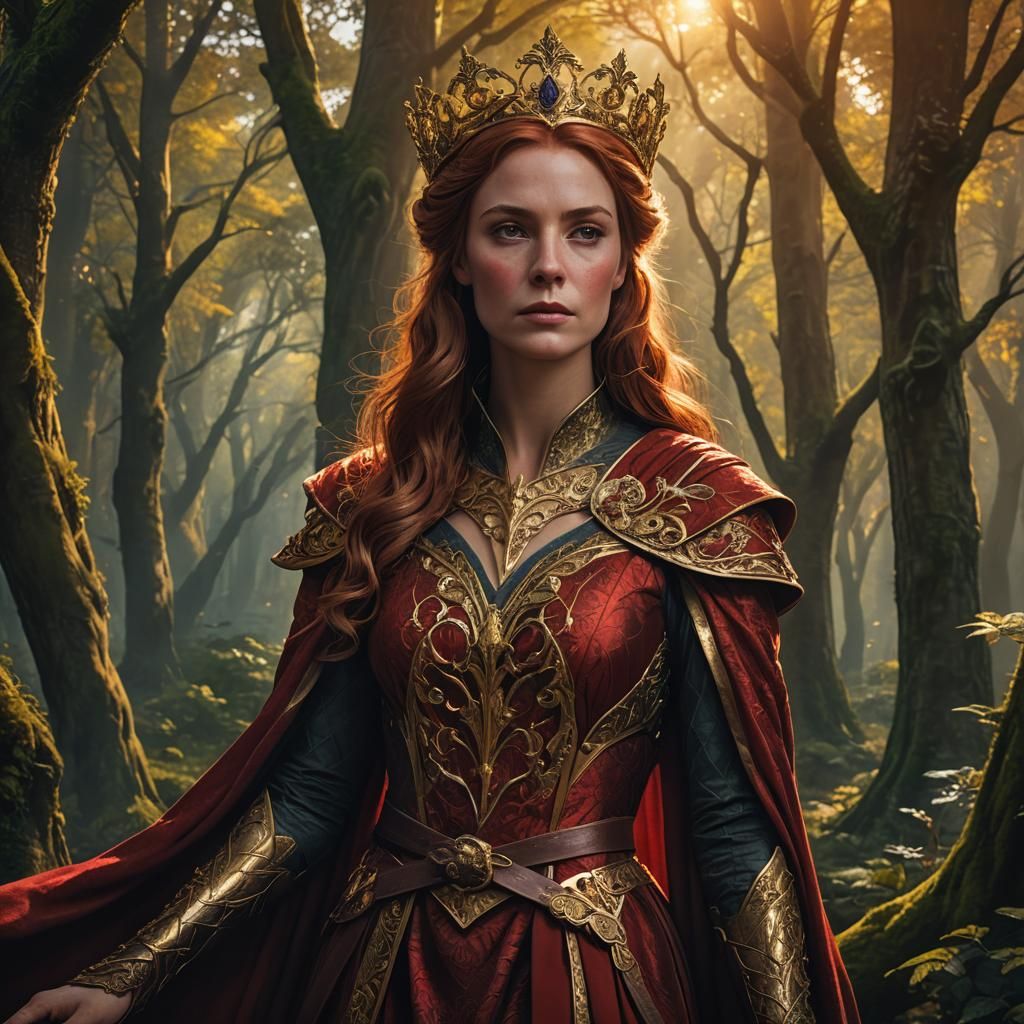 Medieval Queen in Mystical Forest: Fantasy Art