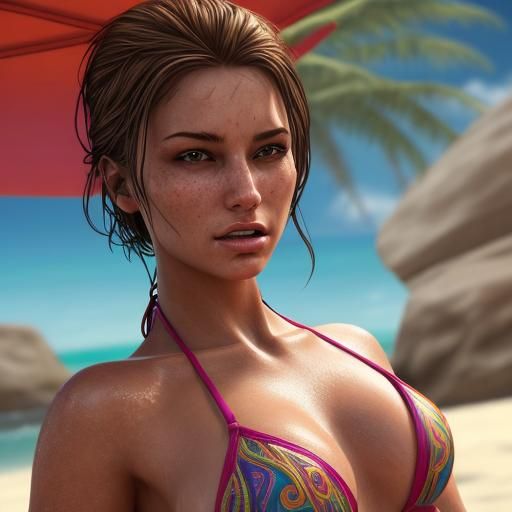 Hyperrealistic Bikini Women in Splash Art Style
