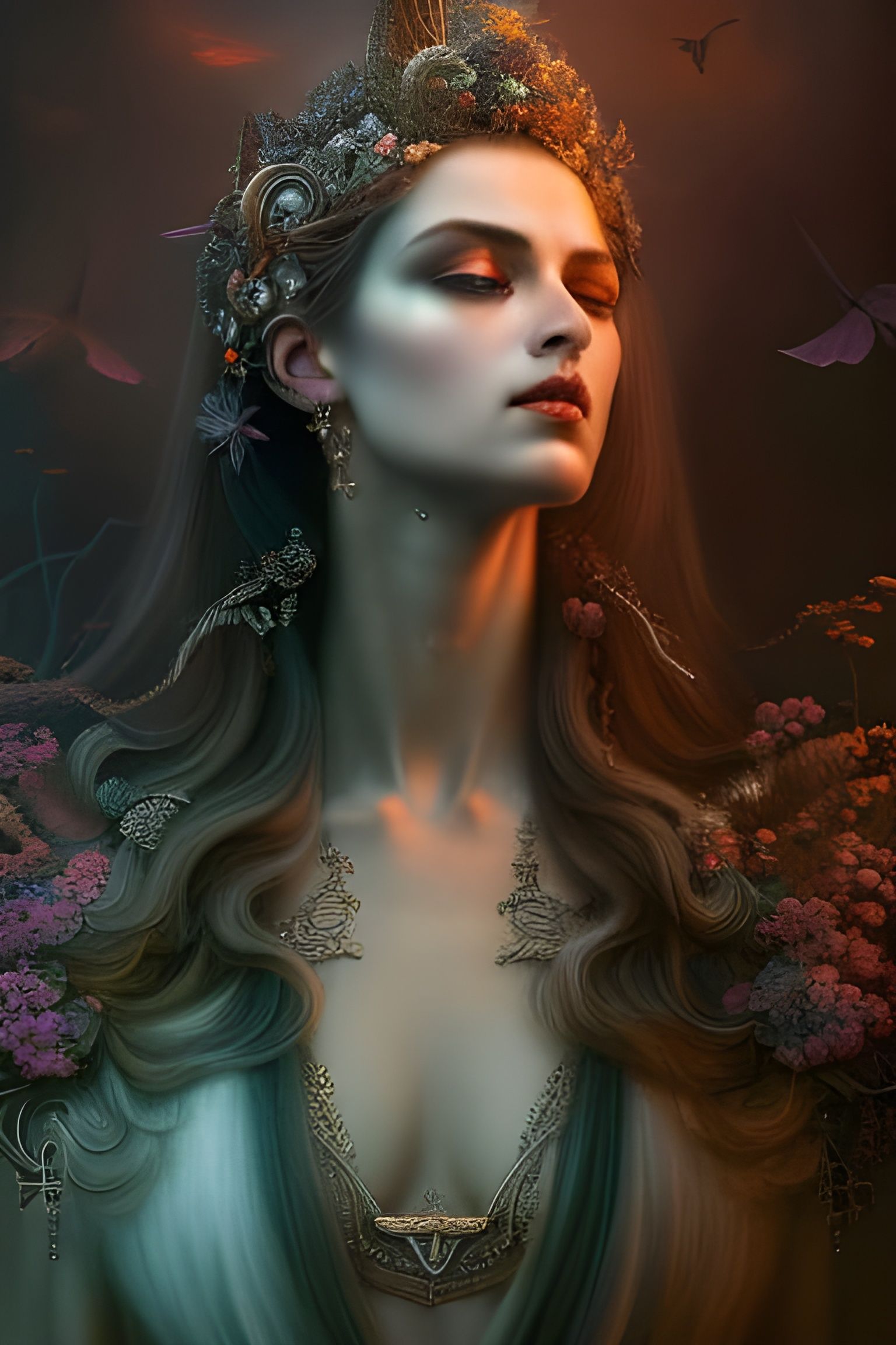 Elaborate Punk Goddess Metamorphosis, Digital Art