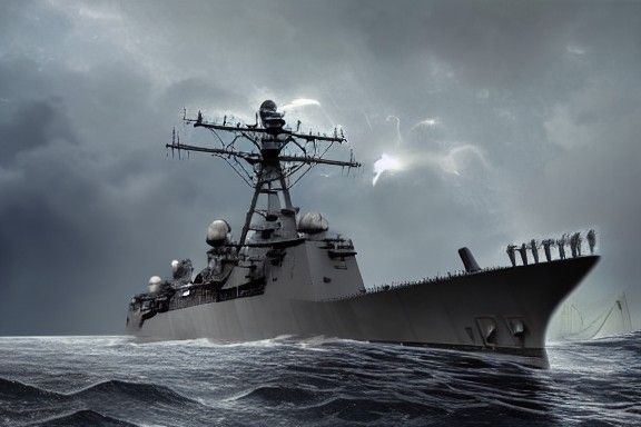 Naval Officer in Stormy Weather: Photorealistic Image