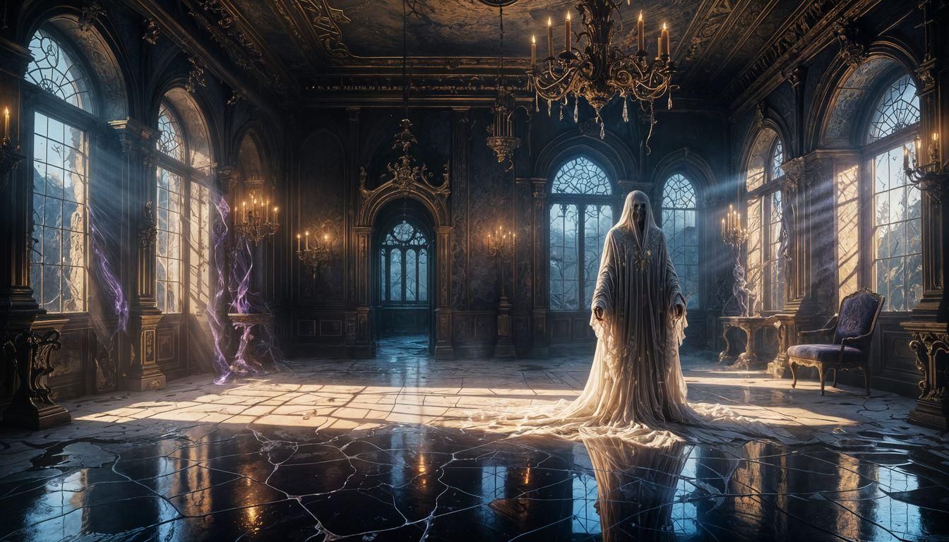 Ethereal Ghost in Old Mansion: Fantasy Art