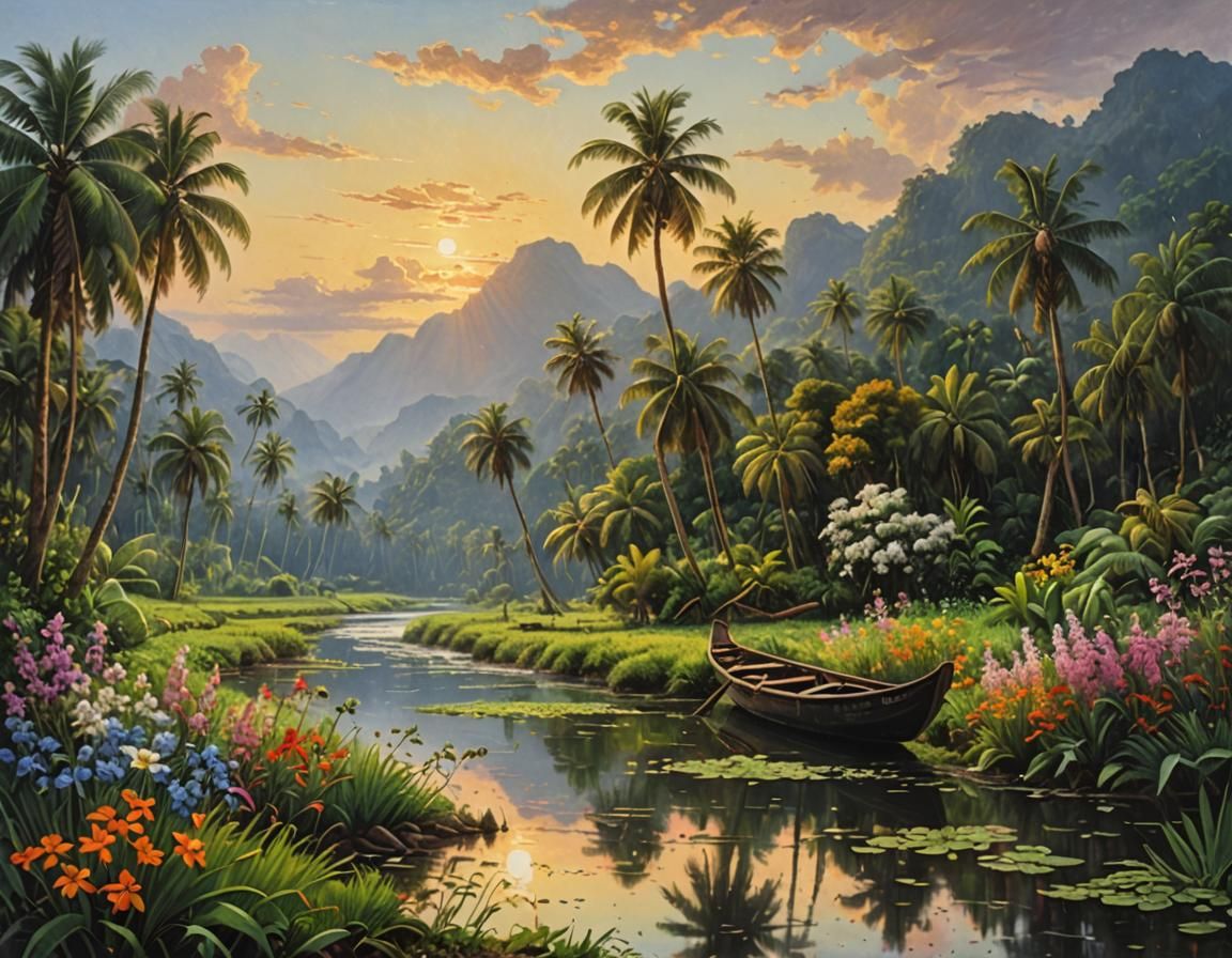 Tranquil Valley River at Sunrise