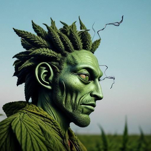 Alien Smokes Joint with Talking Dog: Hyperrealistic Art