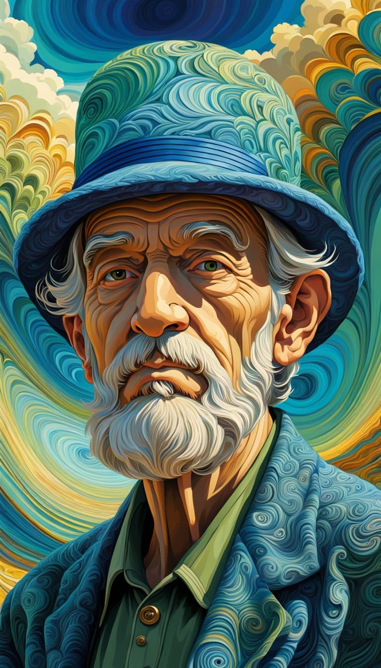 Graphic Portrait in Neo-Impressionist Expressionist Style