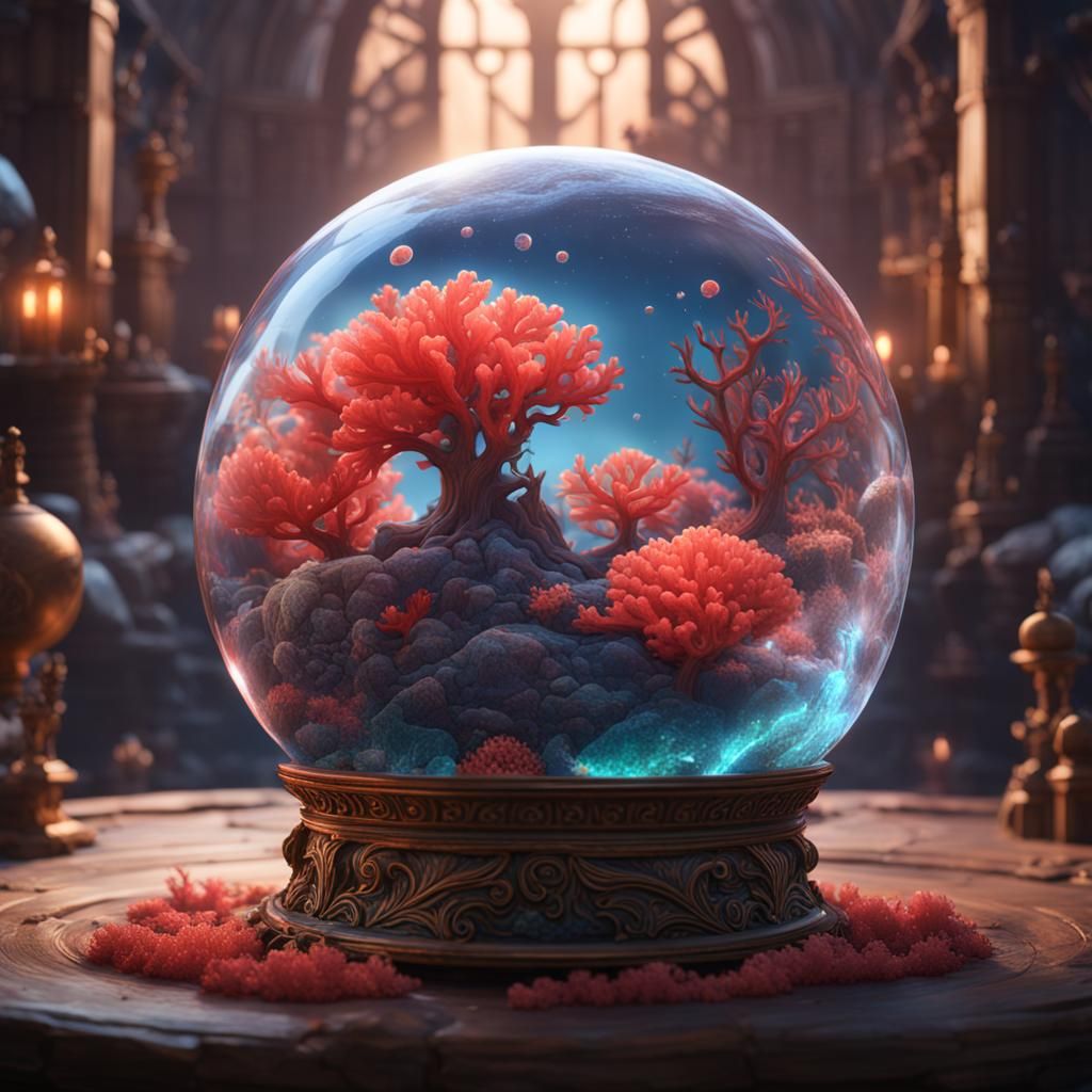 Coral Reefs in Crystal Ball: Fantasy Concept Art
