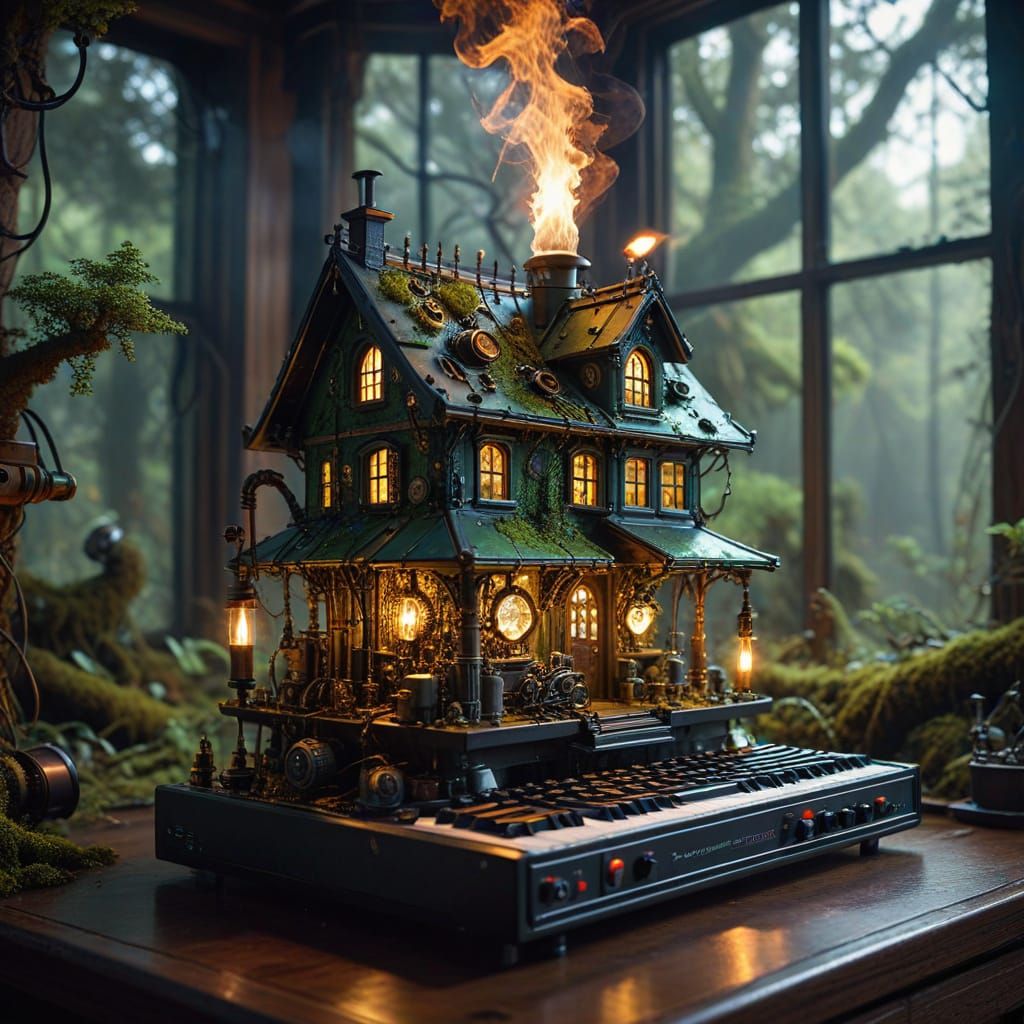 Steampunk Victorian Village in Double Exposure Candle