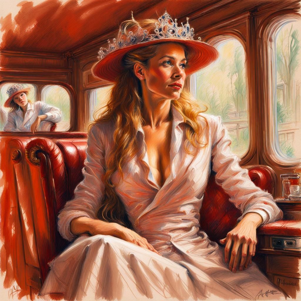 Dutch Queen in Coach: Colored Pencil Impressionism