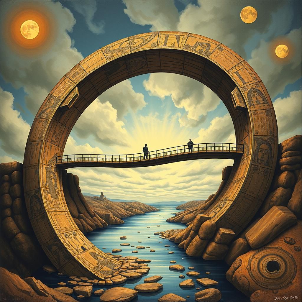 Surreal Helix Bridge Bending Back on Itself