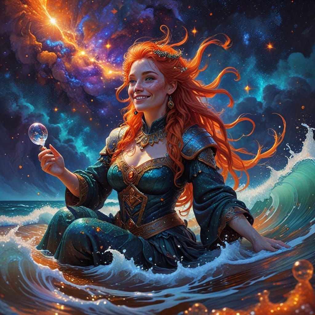 Dwarf Woman Relaxing on Alien Shore