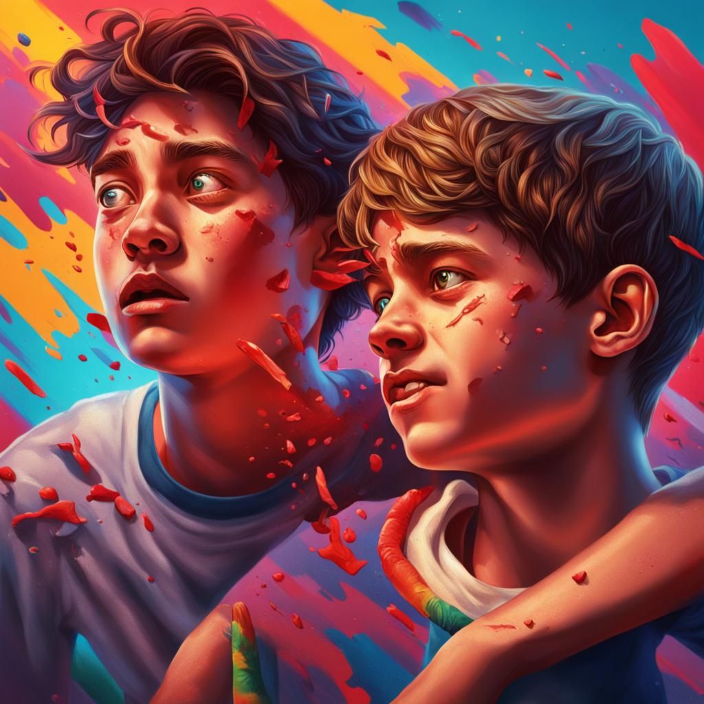 Lovesick Teen Dragged by Girlfriend: Hyperrealistic Splash A...