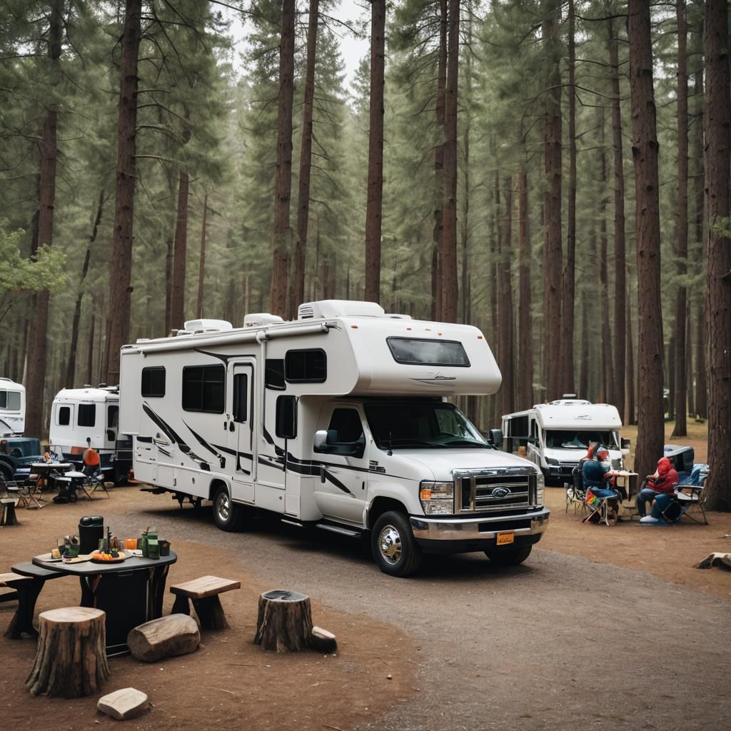 Elegant Motor Home at Campsite
