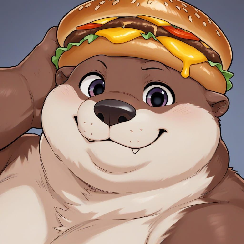 Charming Brown Kodiak Otter Protects Treasure with Warm Smil...