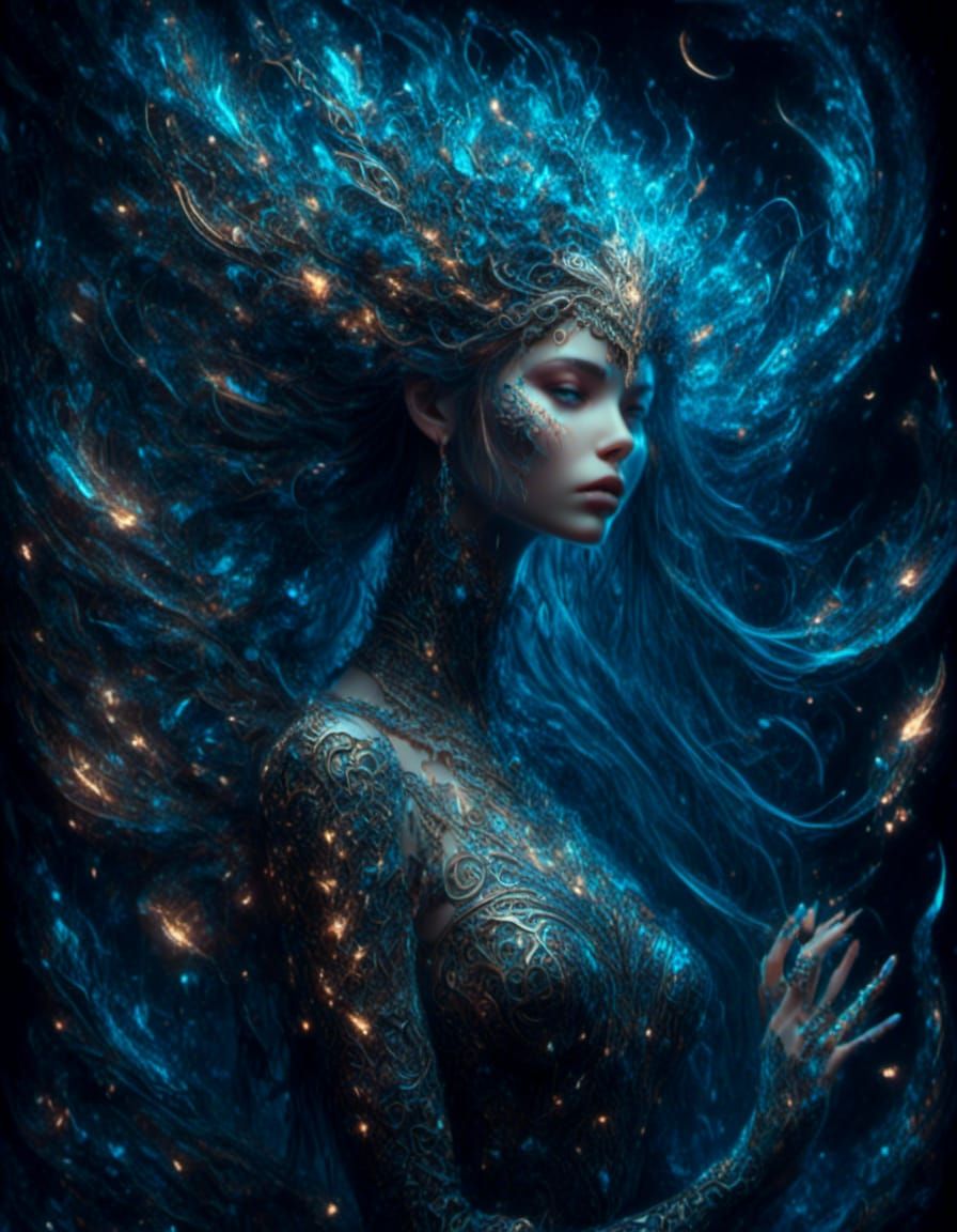 Valkyrie of Elemental Magic with Glowing Runes