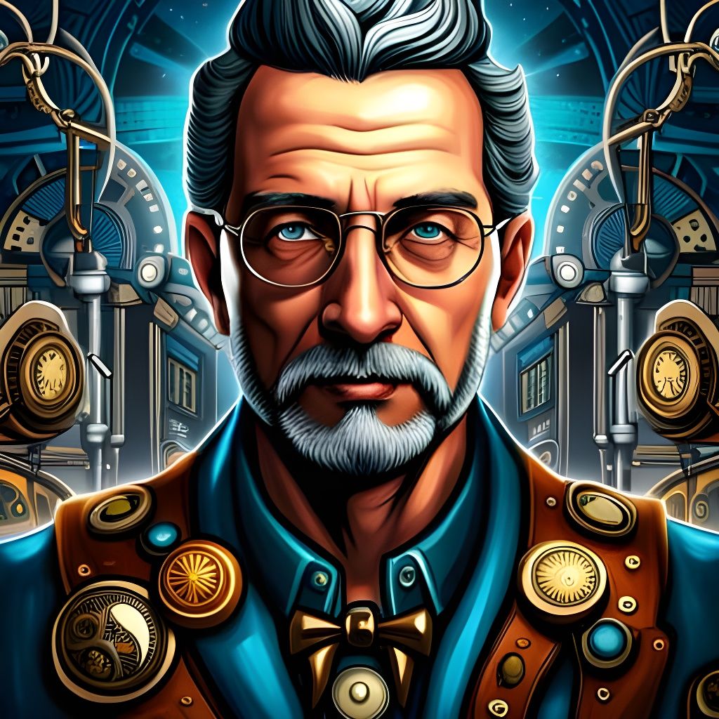Steampunk Scientist Portrait with Detailed Optics