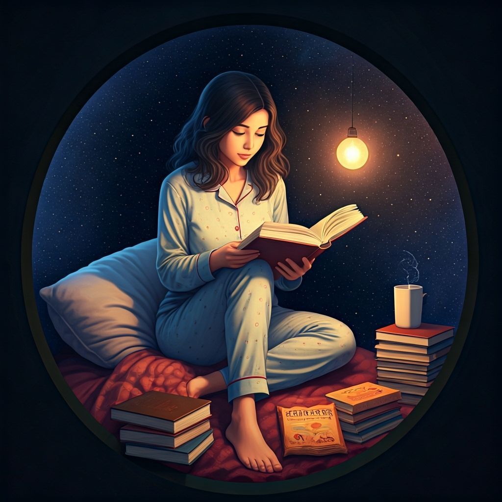 Cozy Woman Reading Nook Inspired by Anime Art