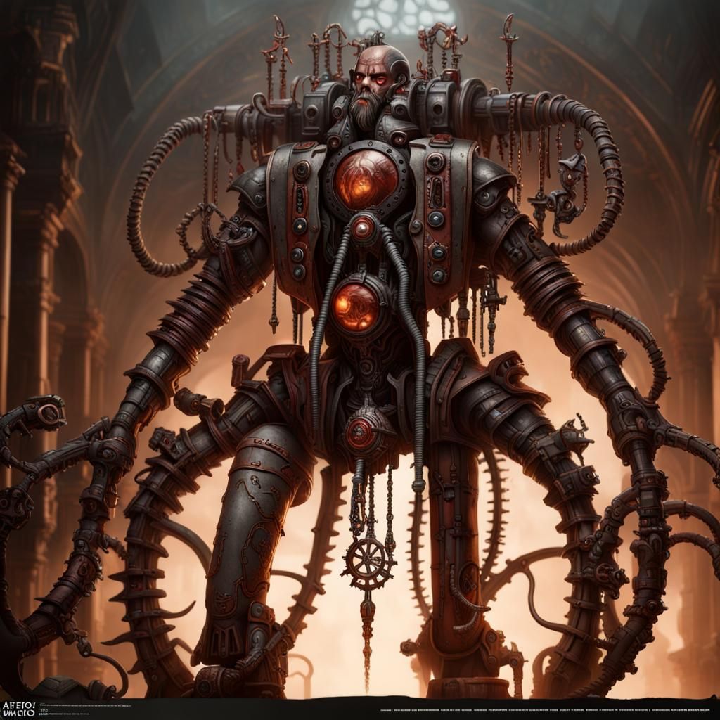 Mechanical Tech Priest in Chiaroscuro Style