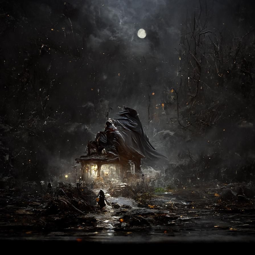 Magical Dark Night, Hyperdetailed Photorealistic Painting