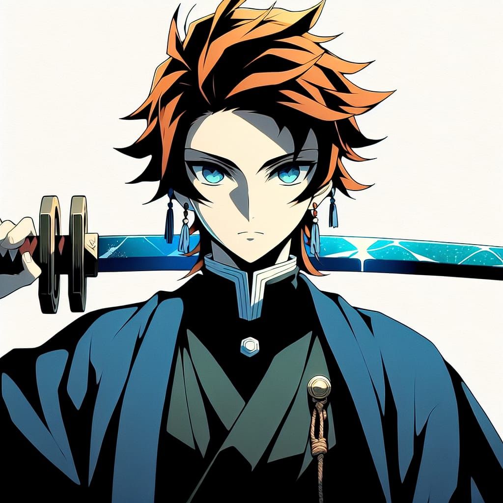 Heroic Anime Character with Azure Sword