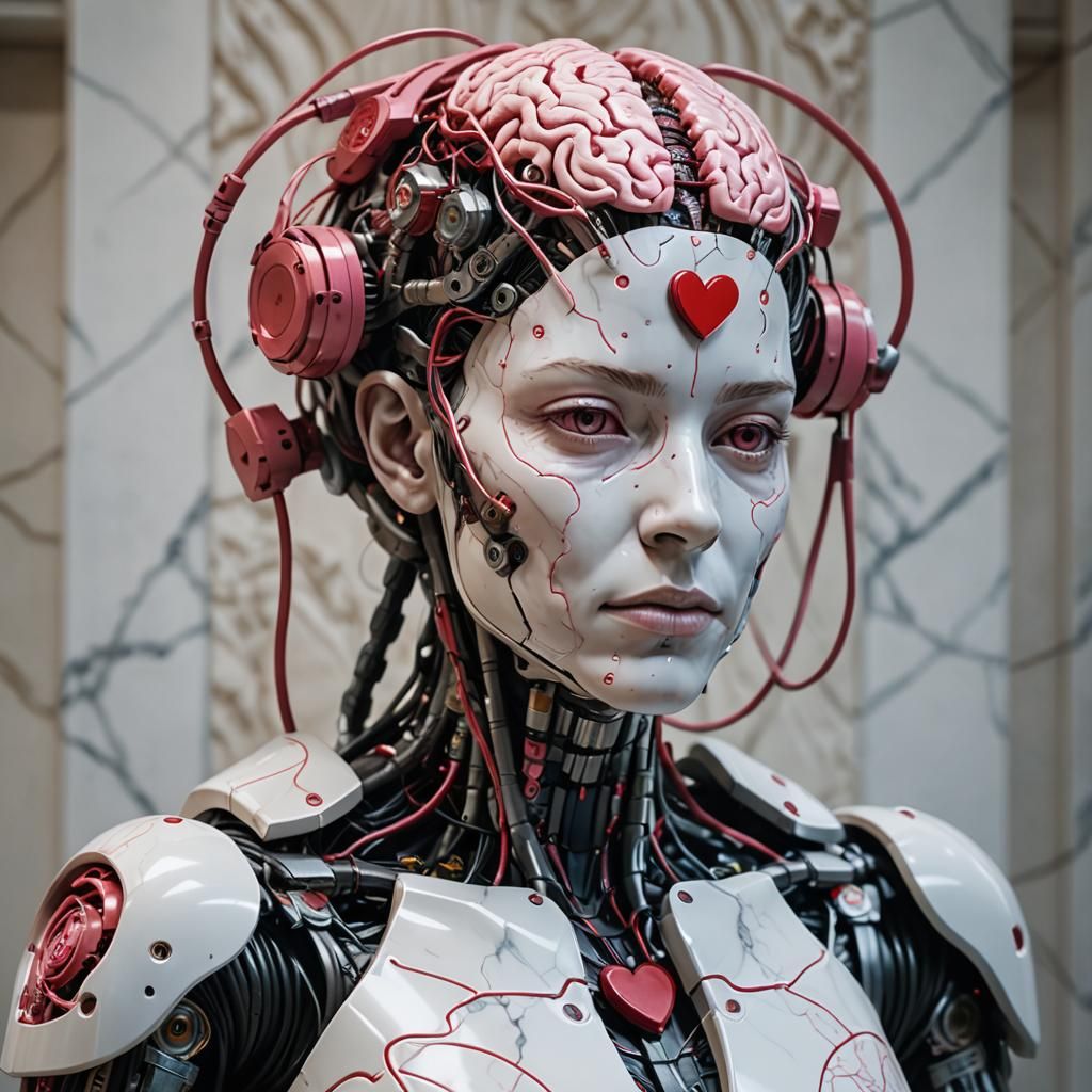 Biopunk Cyborg Woman with Visible Brain and Heart