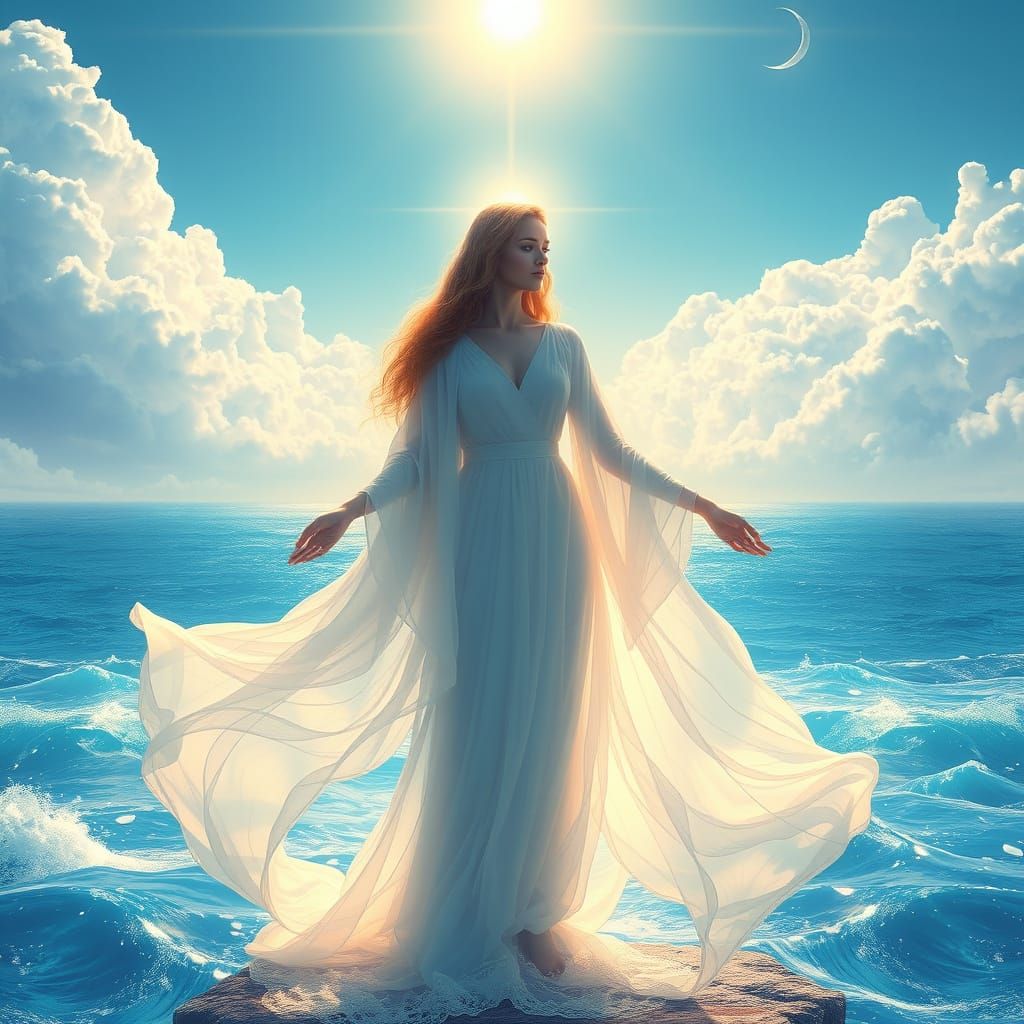 Ethereal Goddess at Ocean Skies Horizon