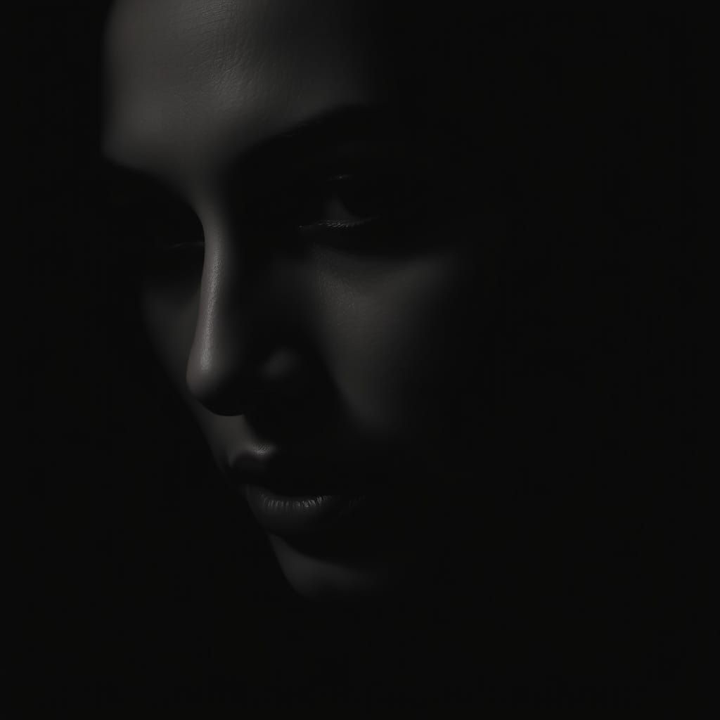 Chiseled Monochrome Portrait in Chiaroscuro Style