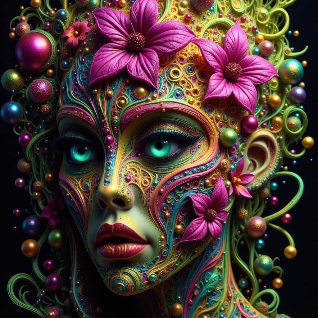 Surreal Petunia Goddess in Neo-Flux Gothic Style