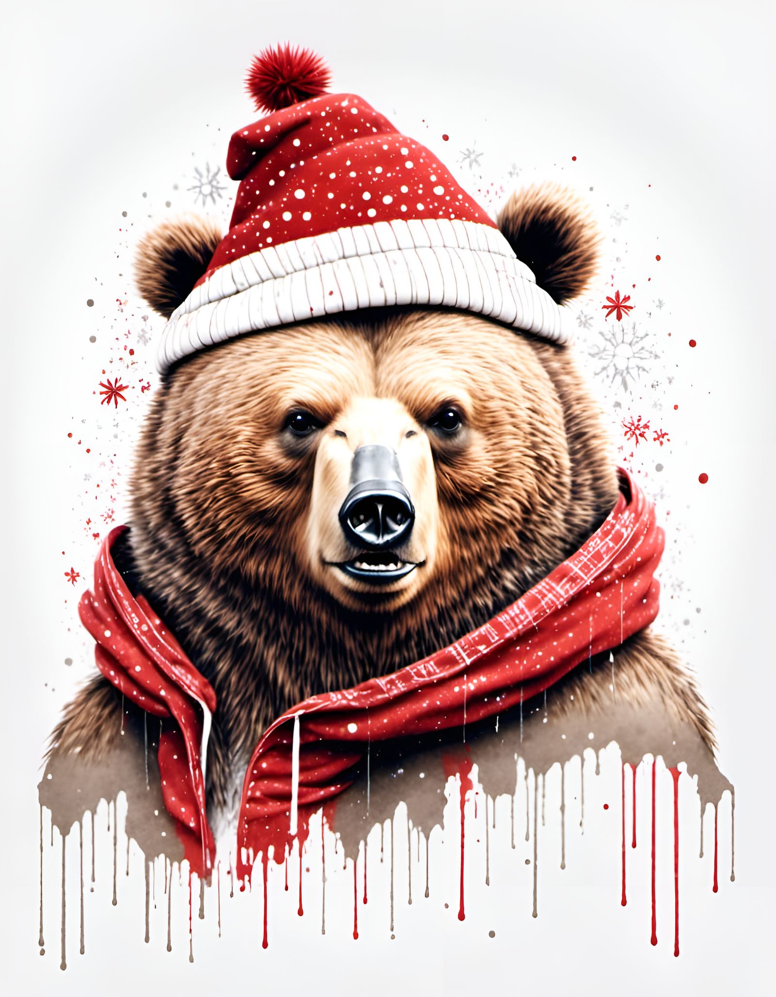 Festive Bear in Red Hat: Scandi Boho Christmas