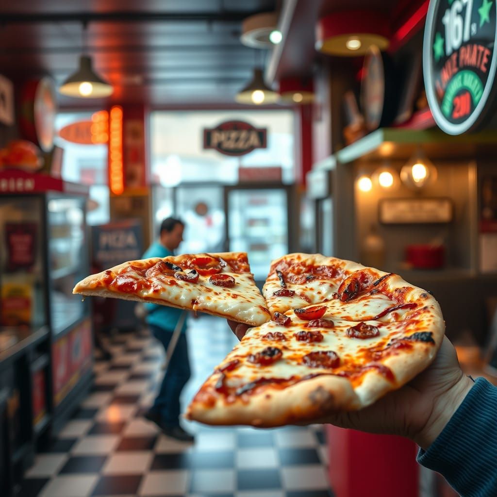 Crispy Pizza in 1980s Shop: Professional Photography