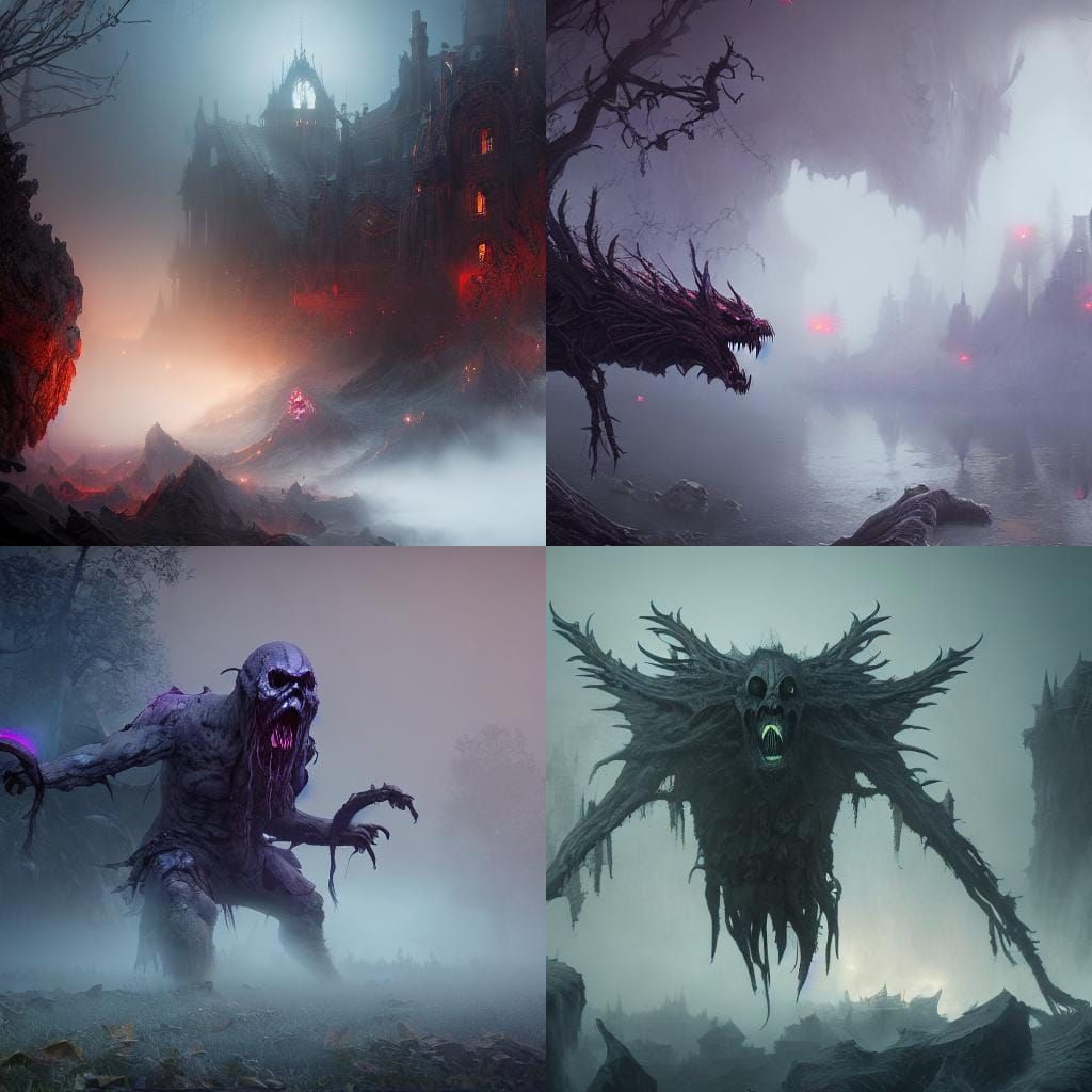 Angry Ghost Emerges from Fog: Detailed Matte Painting