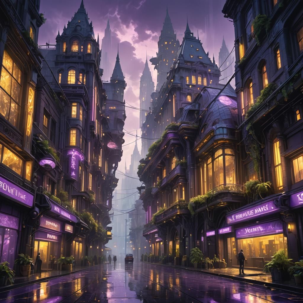 Futuristic Dark Fantasy City Concept Art