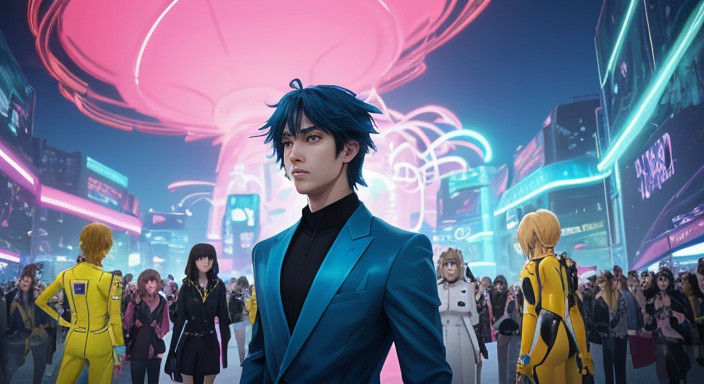 Youthful Boy Steals Spotlight in Vibrant Cityscape