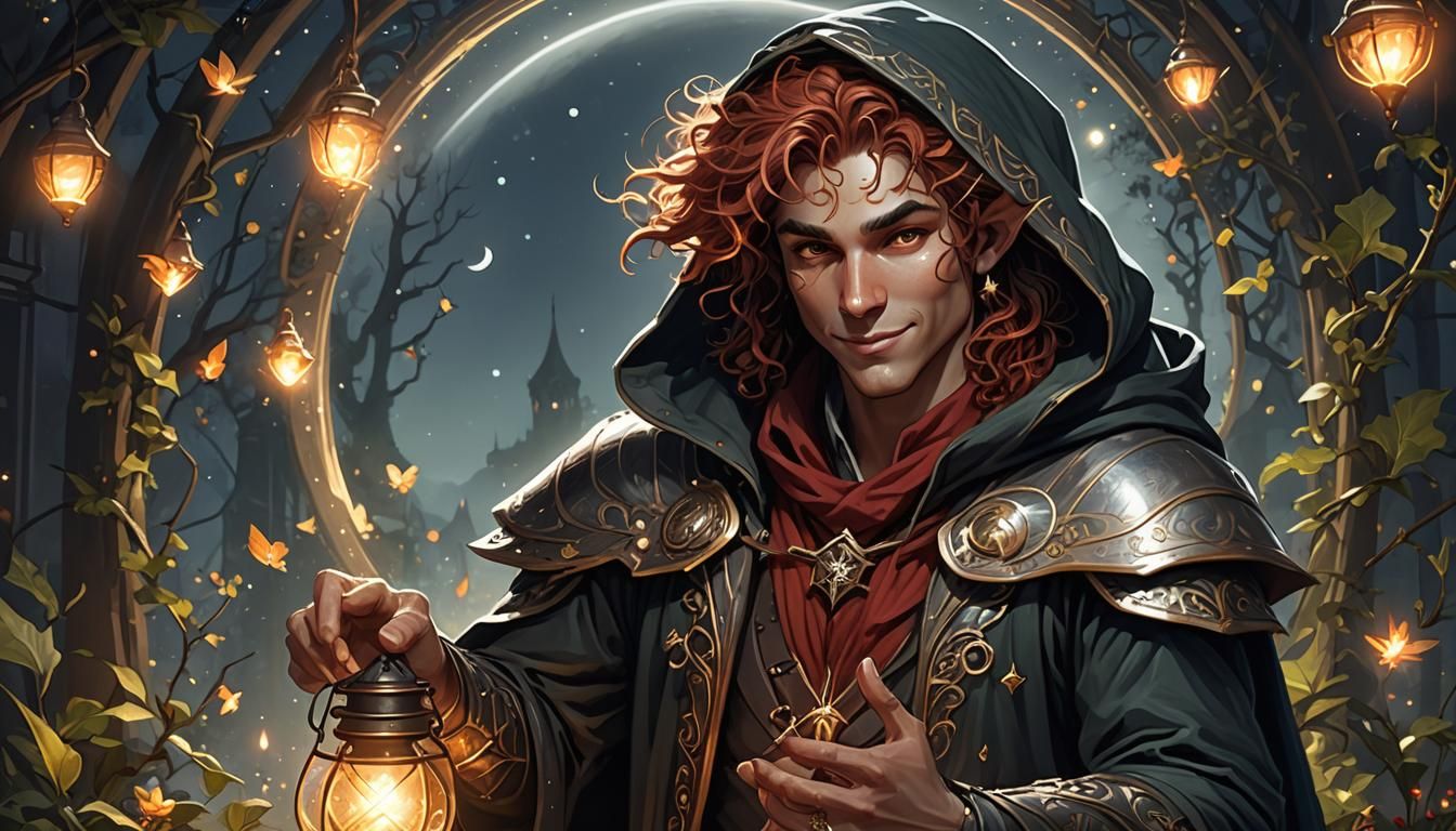 Magical Lantern in Enchanted Forest: Digital Art