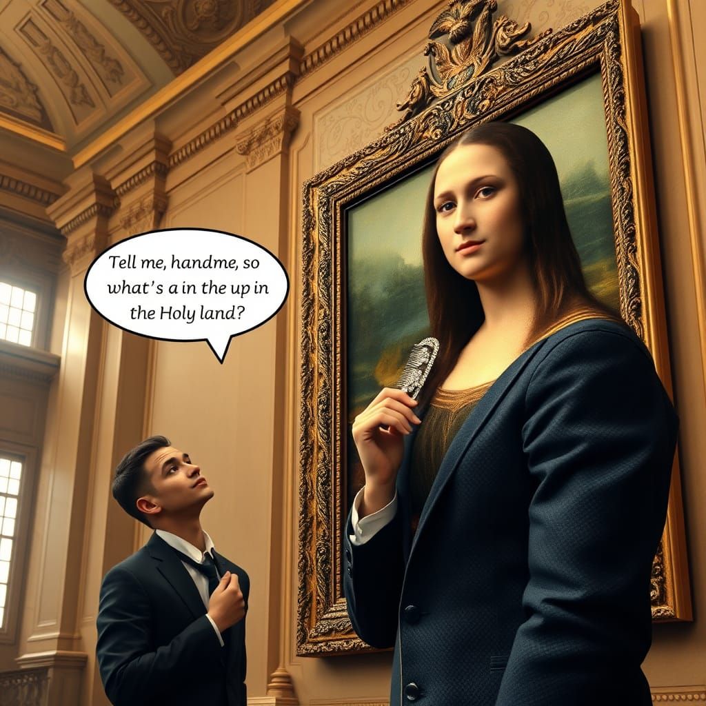 Mona Lisa Speaks in Hyperrealistic Museum Scene
