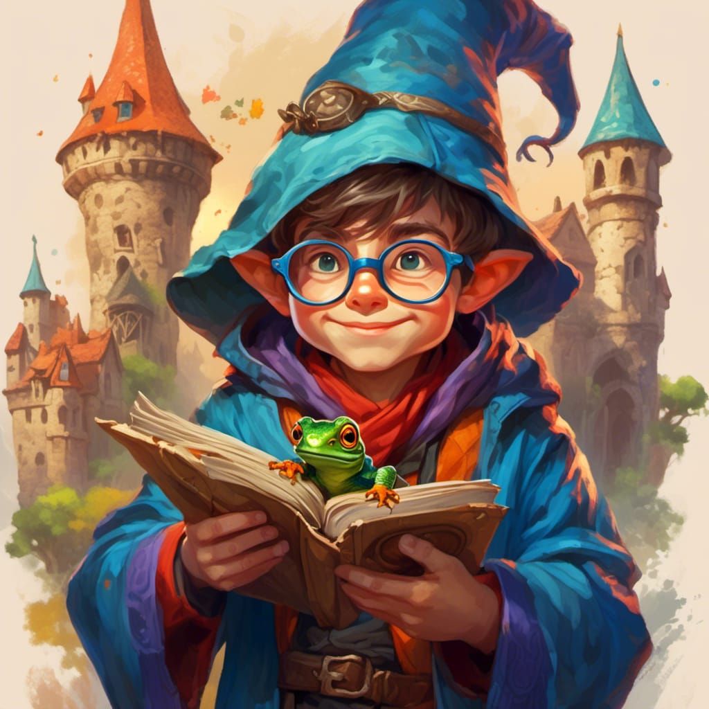Halfing Wizard with a Newt