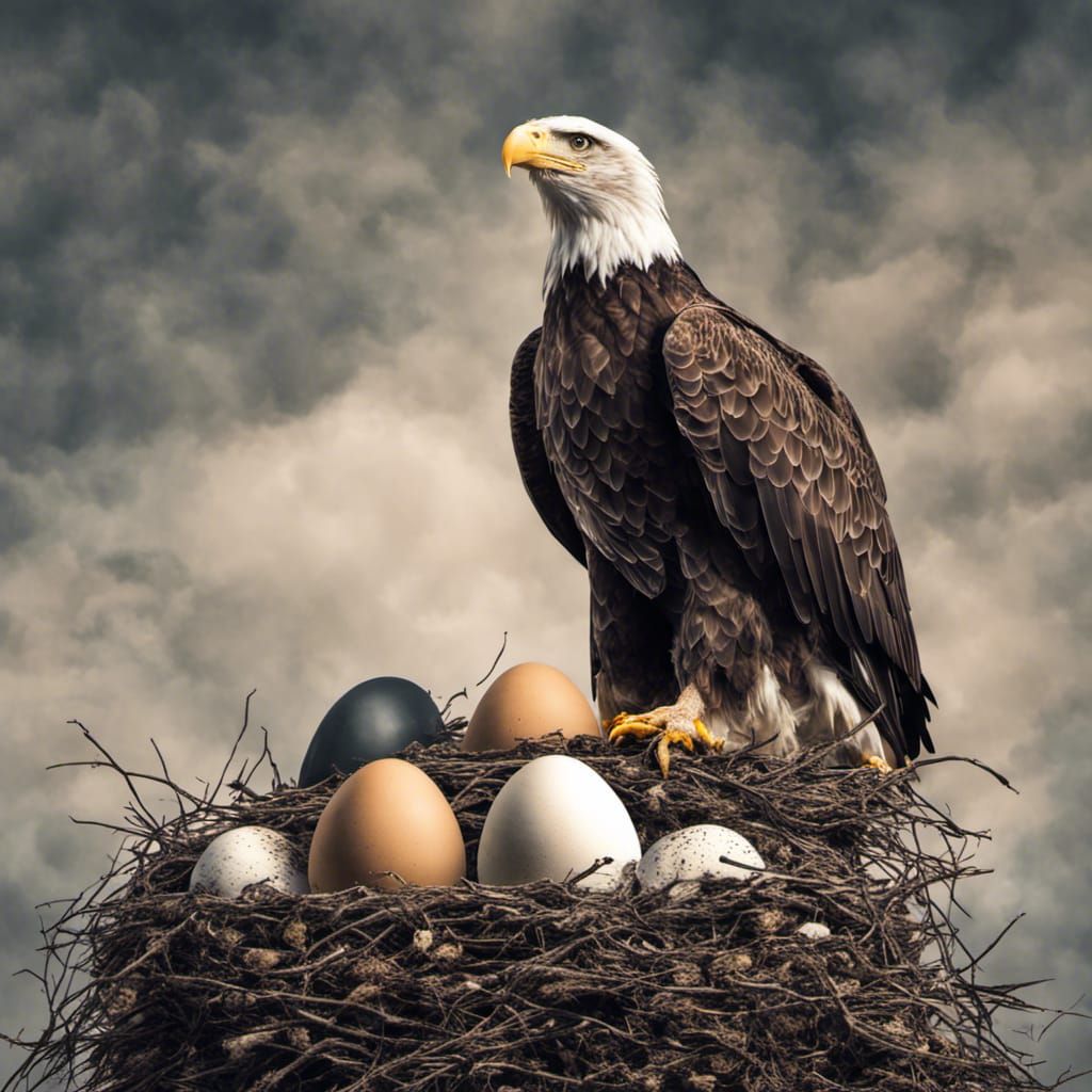 Bald Eagle Protecting Nest, Hyperrealistic Bird Portrait