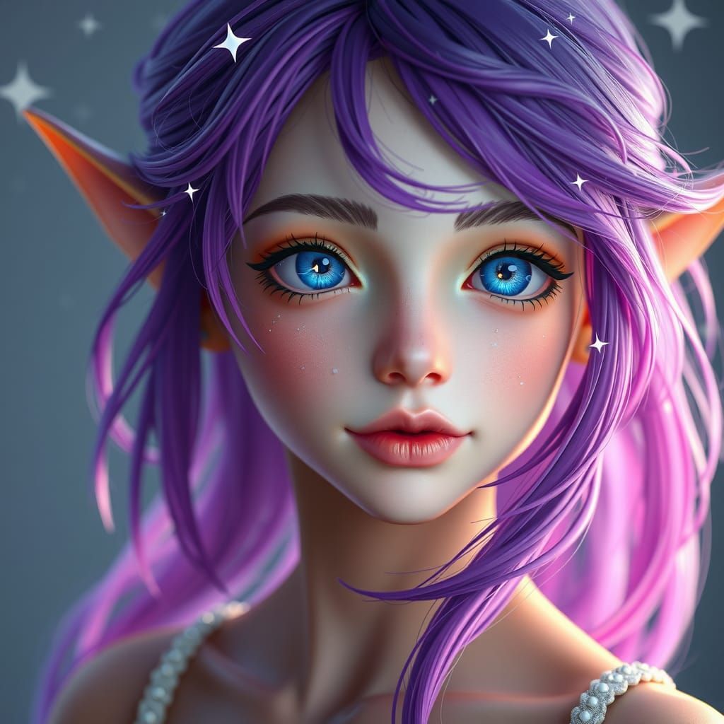 Ethereal Elf Portrait in Anime and 3D Art Style