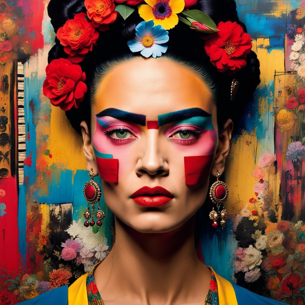 Androgynous Face in Contrasting Art Styles