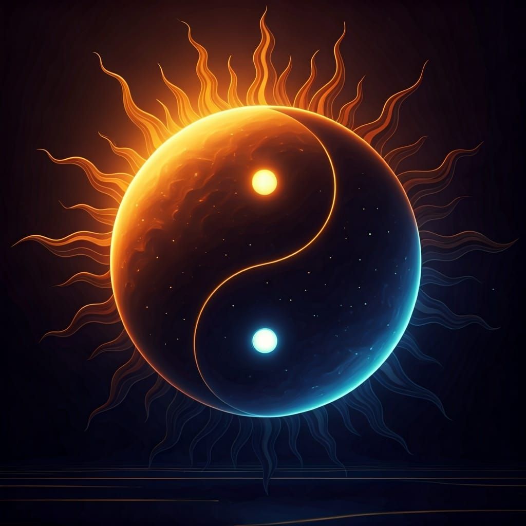 The ying-yang  with the sun and moon entwined....