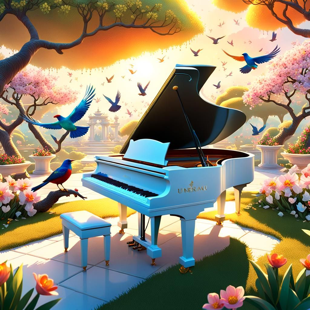 Pianists' Sunrise Concert in Almond Garden