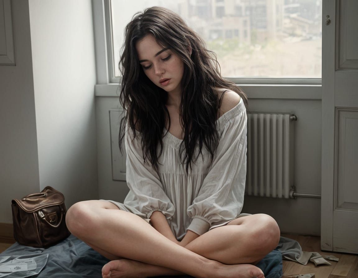 Whimsical Portrait of a Relaxed Woman in a Cozy Setting