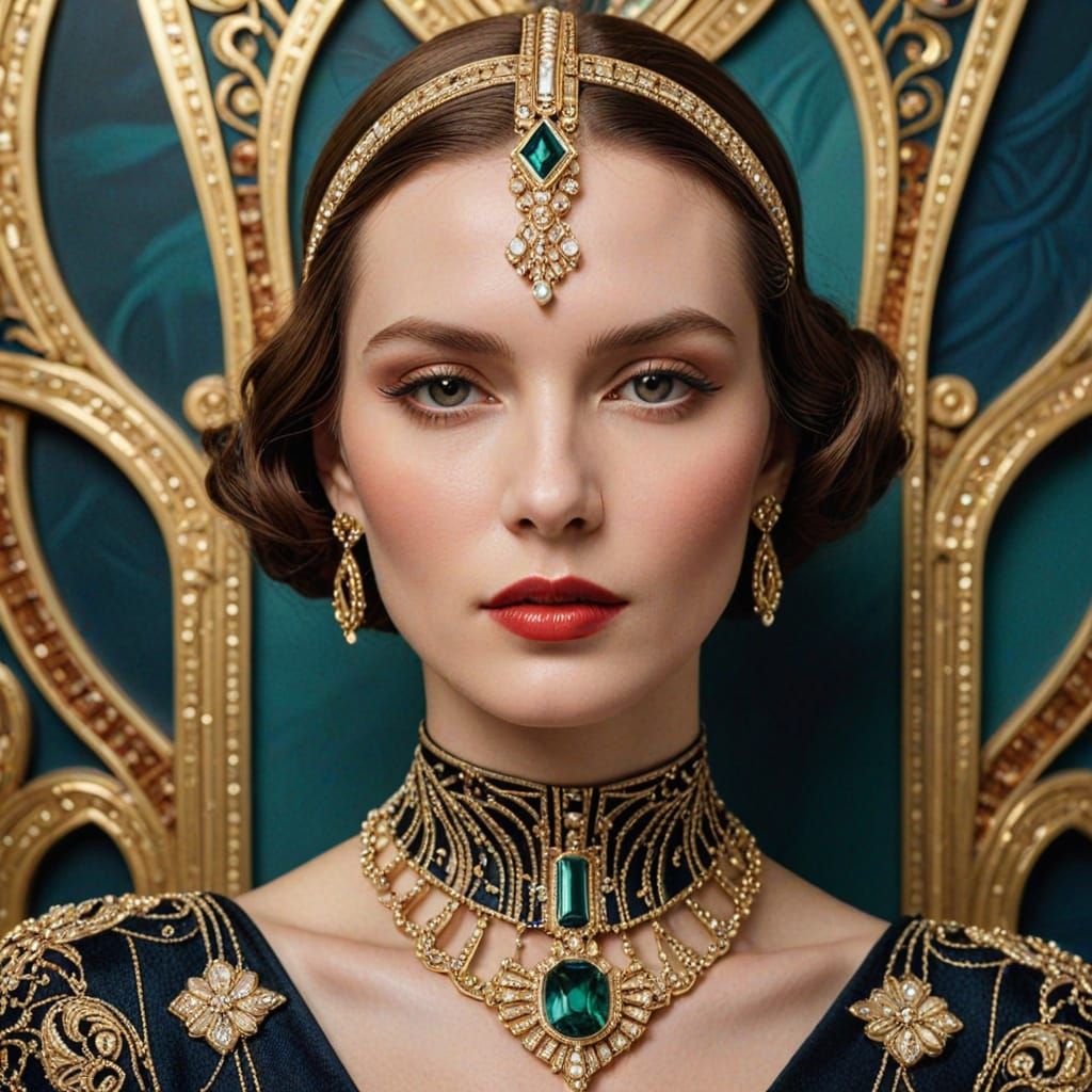 Art Deco Portrait of a Beautiful Woman