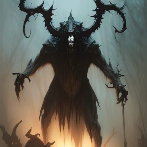 High Gothic Beastman in Dark Swampy Forest