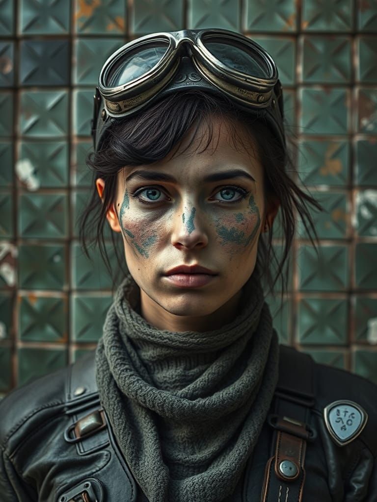 Dystopian Bounty Hunter Portrait in Distressed Style