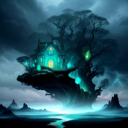 Stormy House Hit by Tornado: Detailed Matte Painting