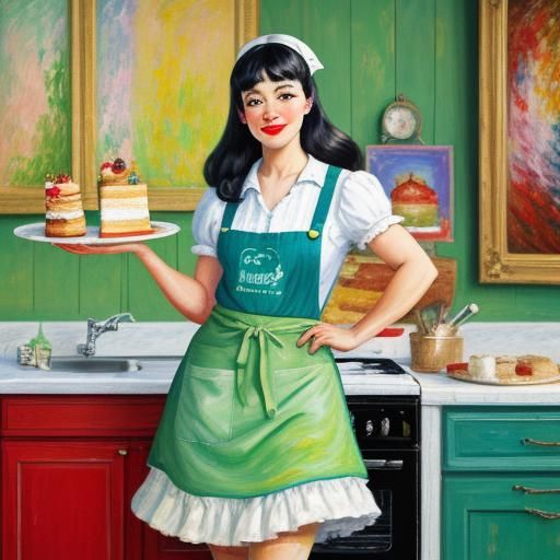 Betty Page Baking: A Neo-Impressionistic Pinup