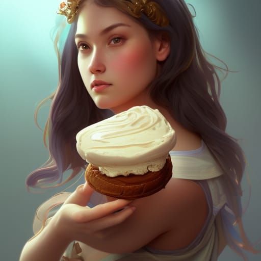 Ice Cream Sandwich Fairy Portrait in Hyperdetailed Style