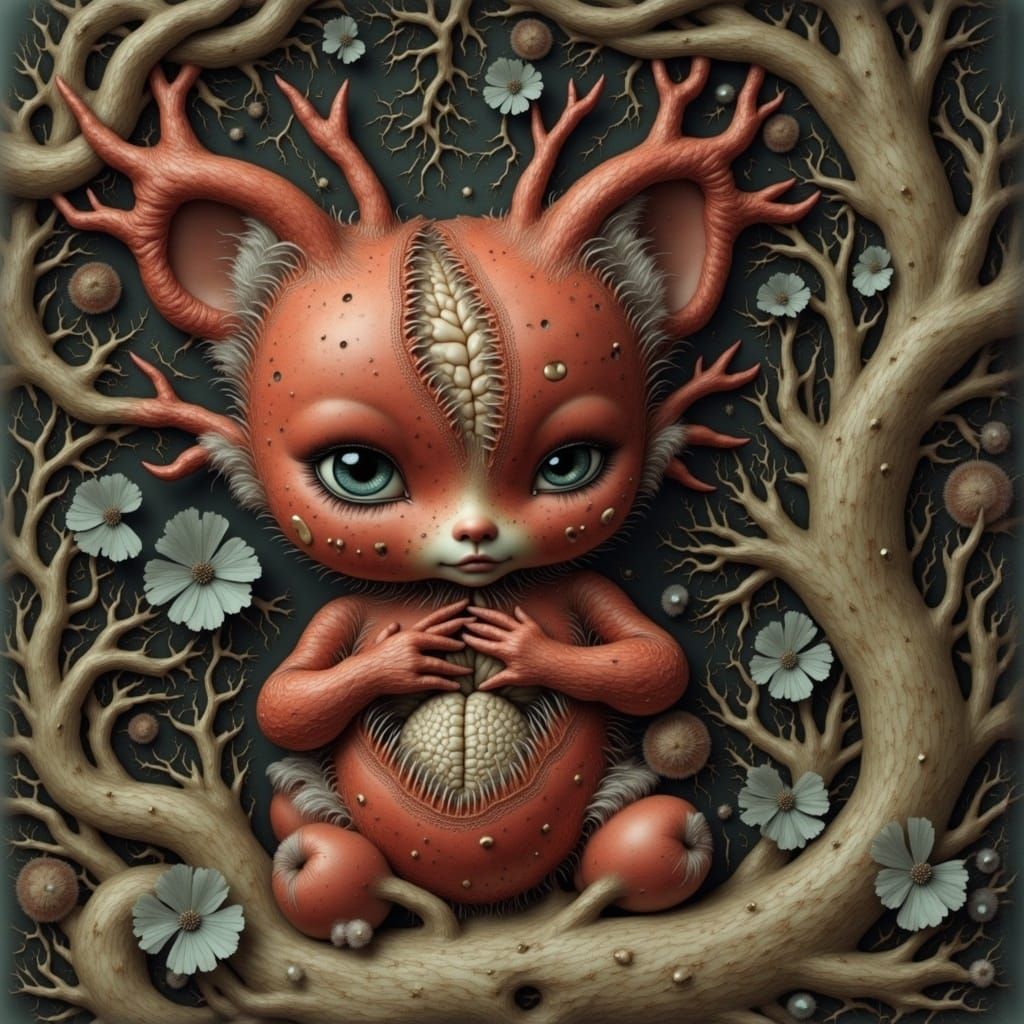 Biomechanical Heart in Victorian-Inspired Watercolor